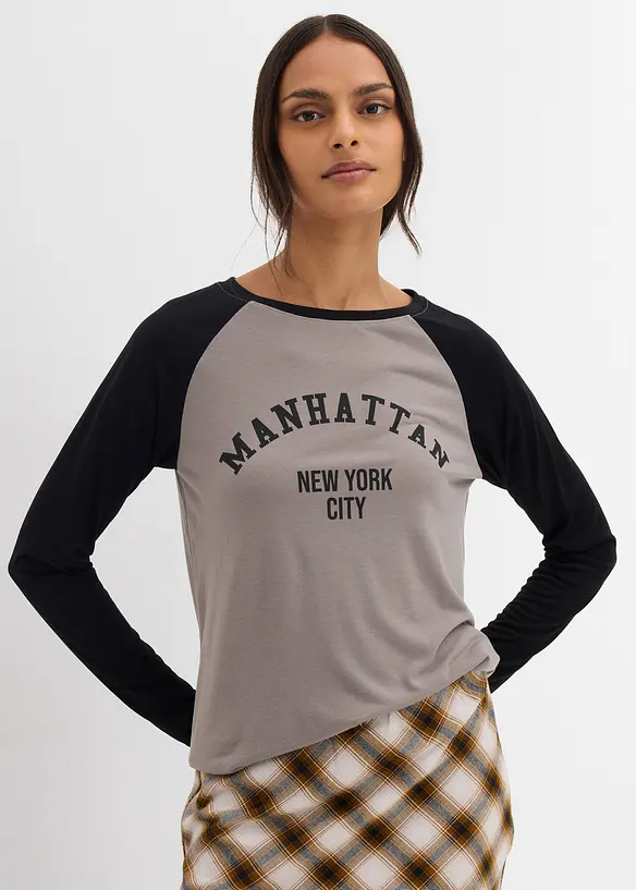 Langermet jerseytopp, bonprix