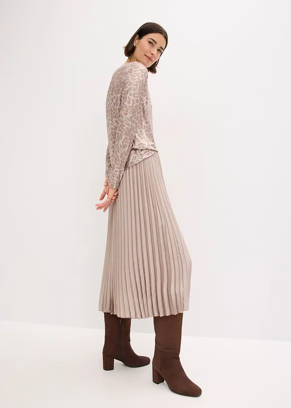 Leopard-topp med glanstrykk, bonprix