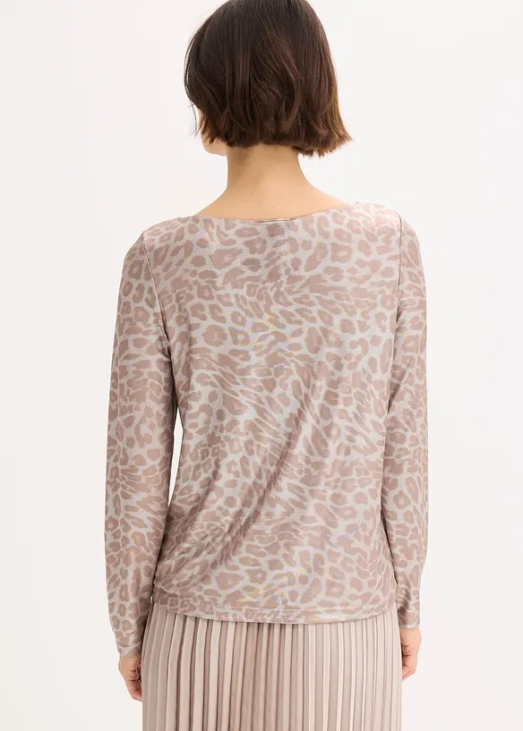 Leopard-topp med glanstrykk, bonprix