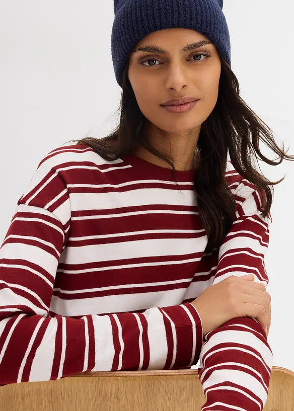 Oversized, langermet topp i 100% bomull, bonprix
