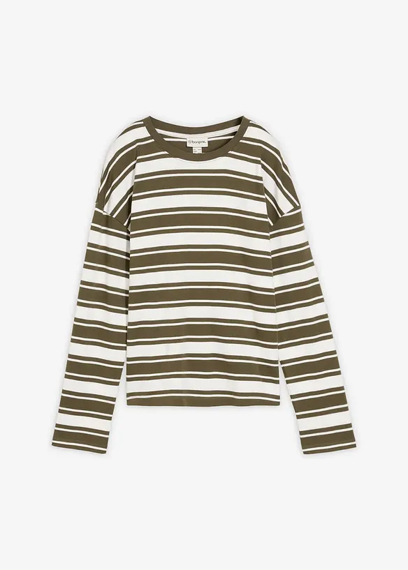 Oversized, langermet topp i 100% bomull, bonprix