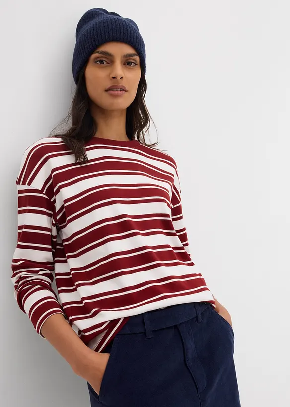 Oversized, langermet topp i 100% bomull, bonprix