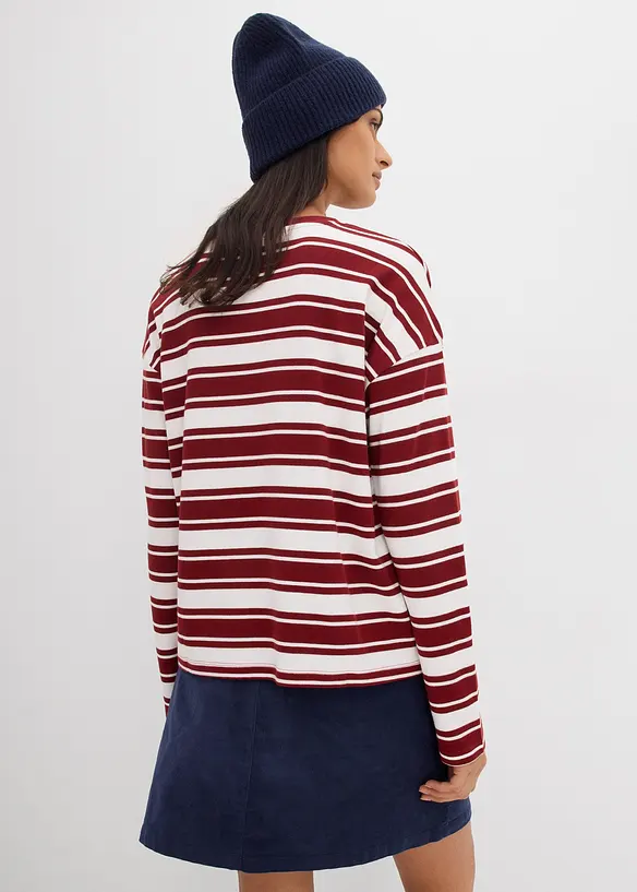 Oversized, langermet topp i 100% bomull, bonprix