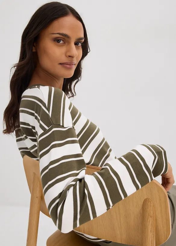Oversized, langermet topp i 100% bomull, bonprix