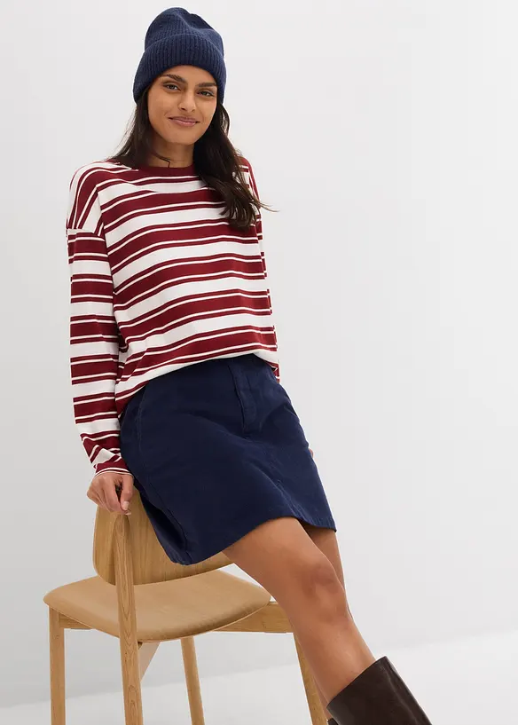 Oversized, langermet topp i 100% bomull, bonprix