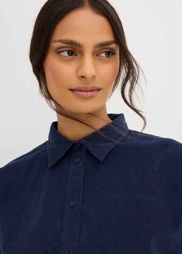Oversized skjorte i kordfl&oslash;yel, bonprix