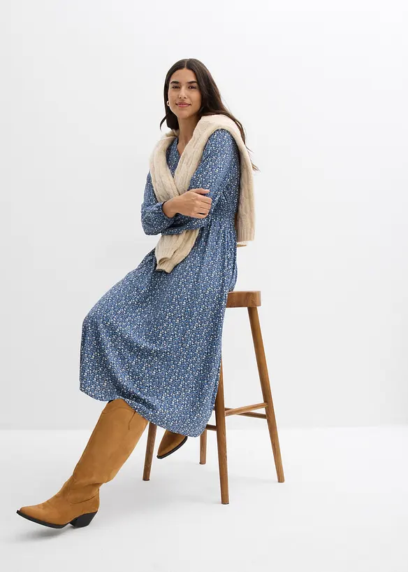 Midikjole i lett viskose, bonprix