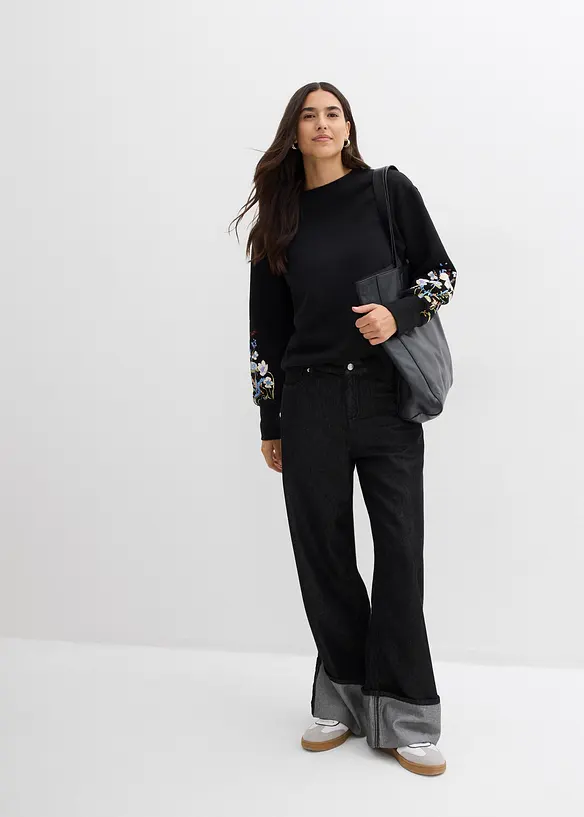 Sweatshirt i bomullsmiks, bonprix