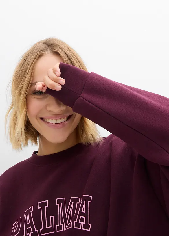 Oversized sweatshirt i bomullsmiks, bonprix