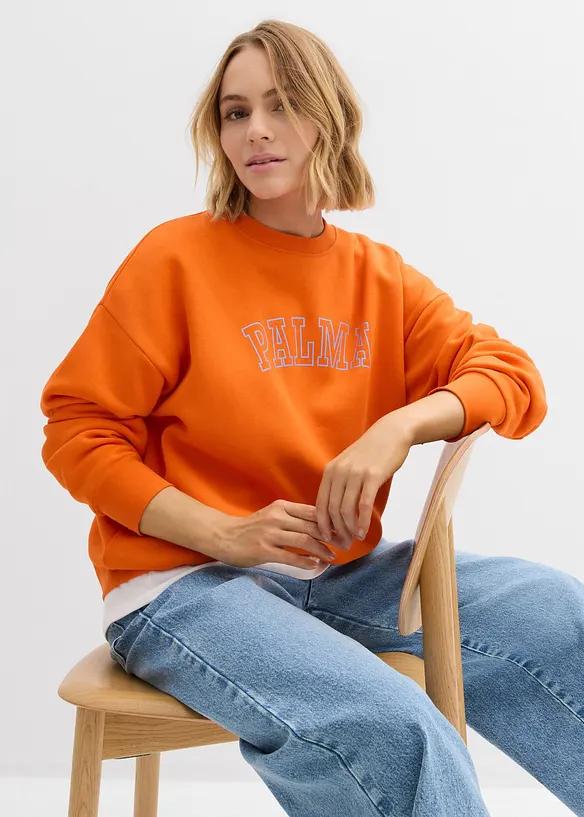 Oversized sweatshirt i bomullsmiks, bonprix