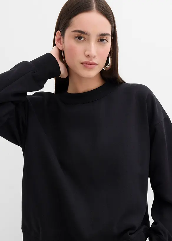 Sweatshirt med vid ribbekrage, av &oslash;kologisk bomull, bonprix