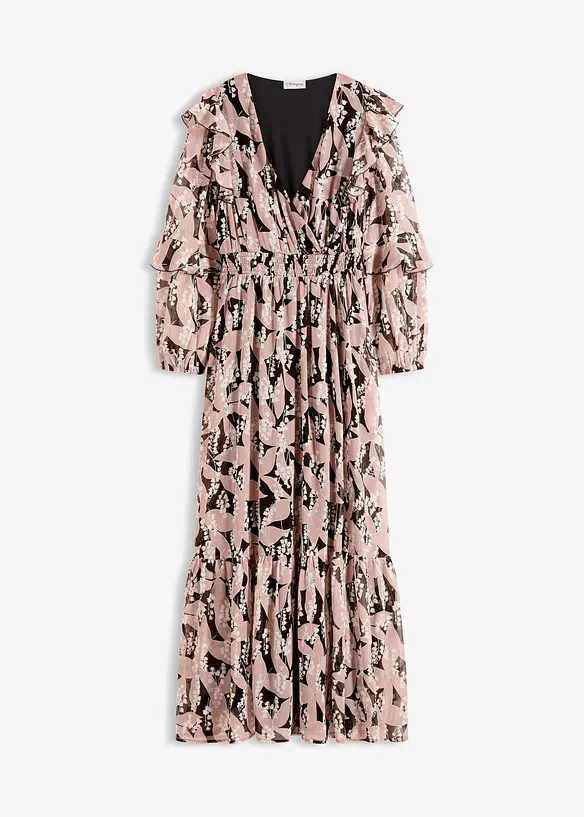 Chiffonkjole med volanger, bonprix
