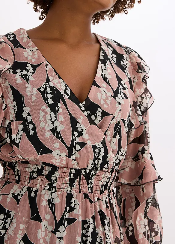 Chiffonkjole med volanger, bonprix