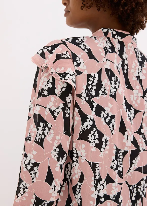 Chiffonbluse med volanger, bonprix