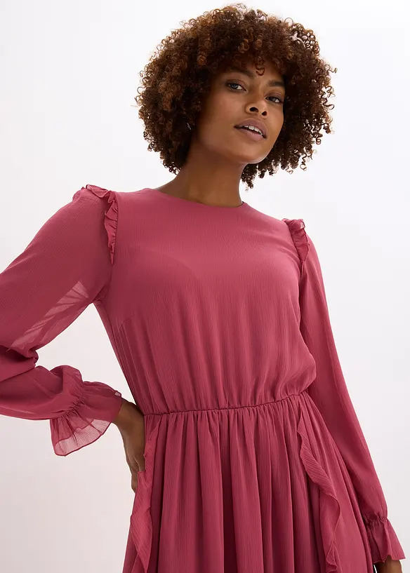 Chiffonkjole med volanger, bonprix