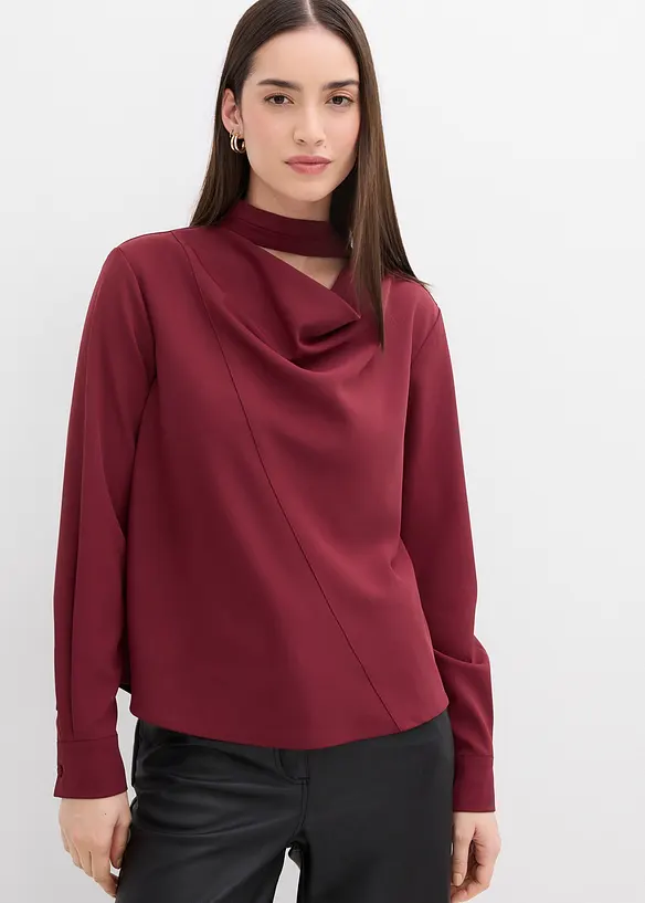 Topp i blusemateriale med lett glans, bonprix
