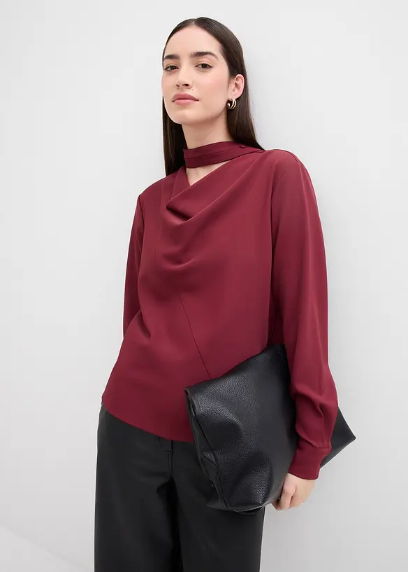 Topp i blusemateriale med lett glans, bonprix