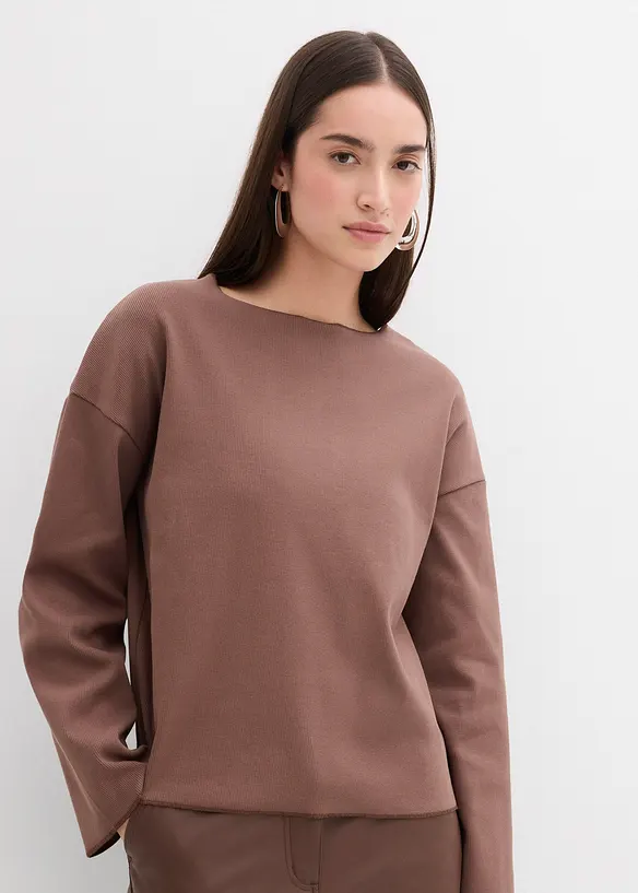 Langermet topp i ribbemateriale, bonprix
