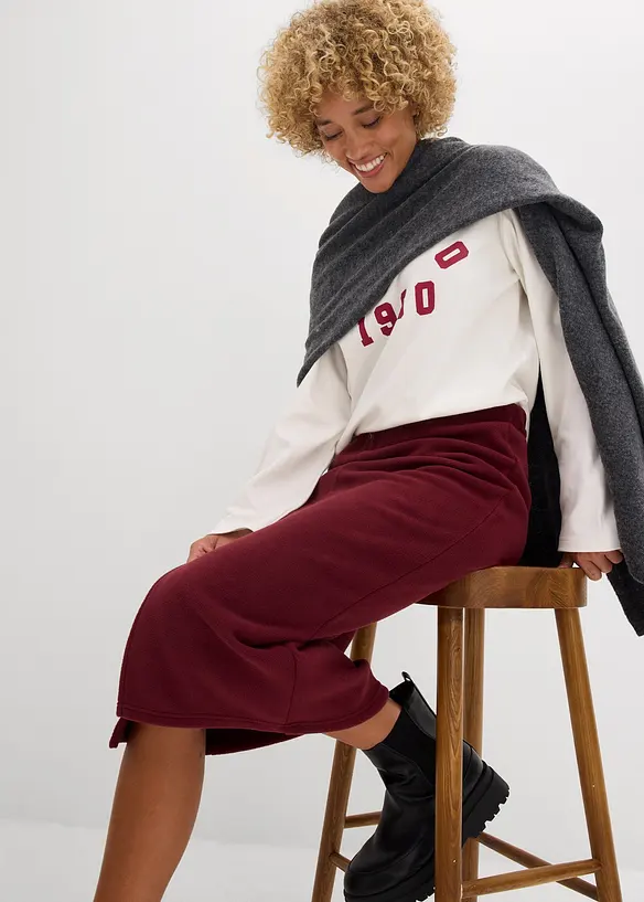 Midiskjørt i polarfleece, bonprix