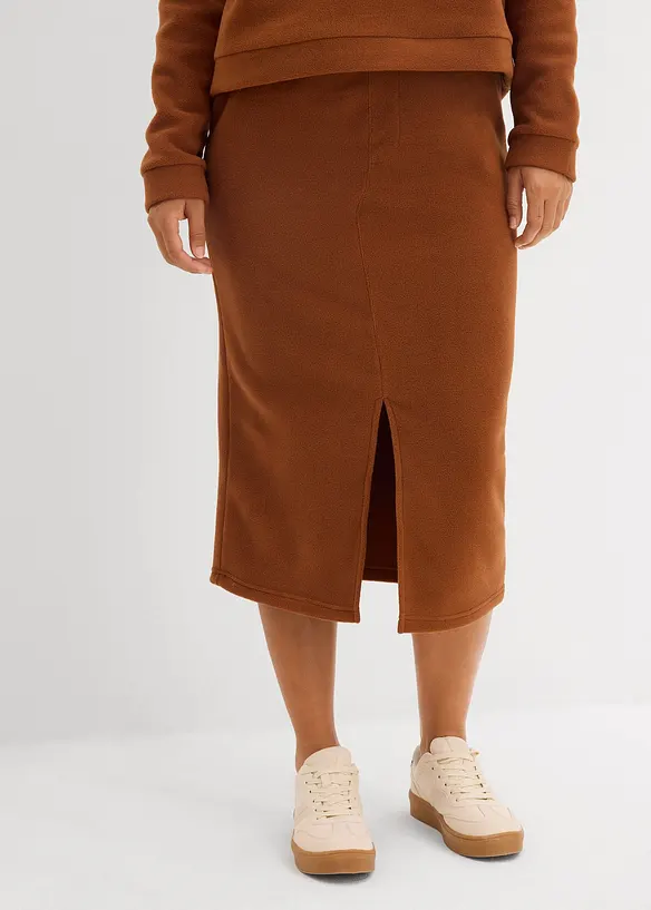 Midiskjørt i polarfleece, bonprix