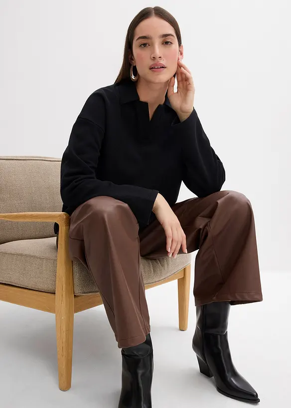 Sweatshirt i økologisk bomull med krage, bonprix