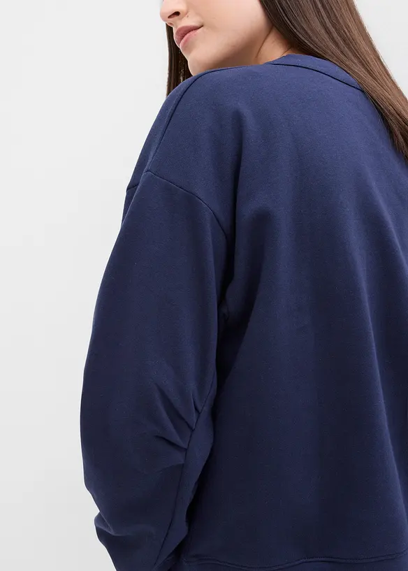 Sweatshirt med vid ribbekrage, av økologisk bomull, bonprix