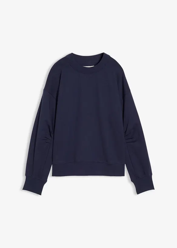 Sweatshirt med vid ribbekrage, av økologisk bomull, bonprix