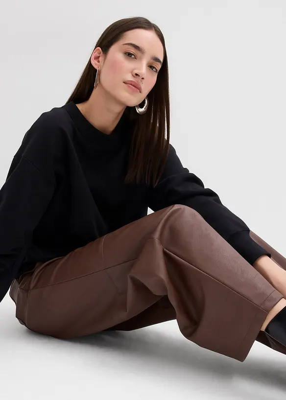 Sweatshirt med vid ribbekrage, av &oslash;kologisk bomull, bonprix