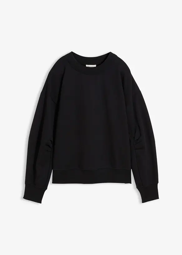 Sweatshirt med vid ribbekrage, av &oslash;kologisk bomull, bonprix