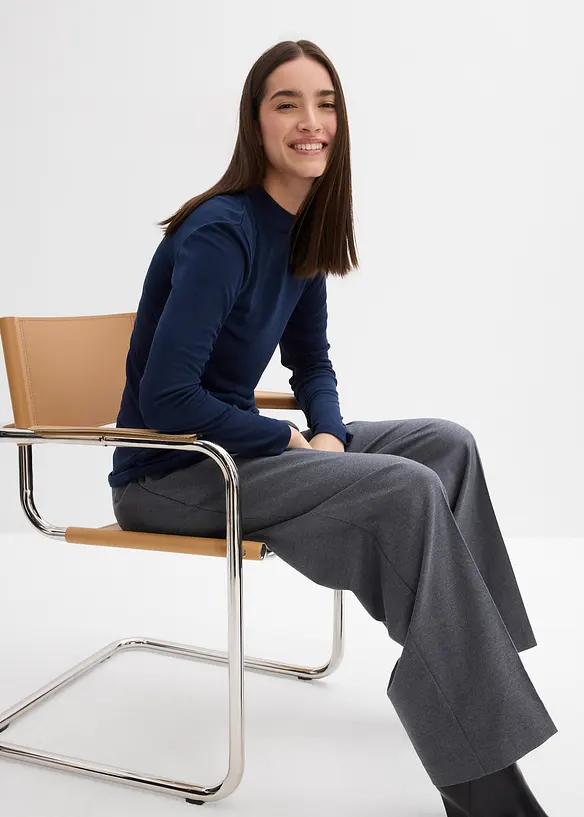 Ribbestrikket topp med rynking, bonprix