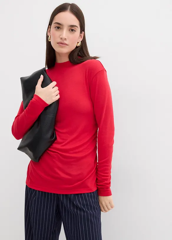 Ribbestrikket topp med rynking, bonprix