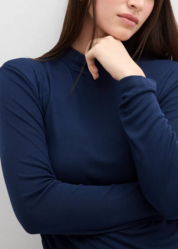 Ribbestrikket topp med rynking, bonprix