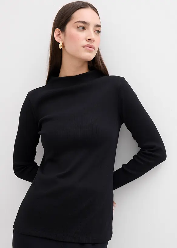 Langermet topp i ribbemateriale, bonprix