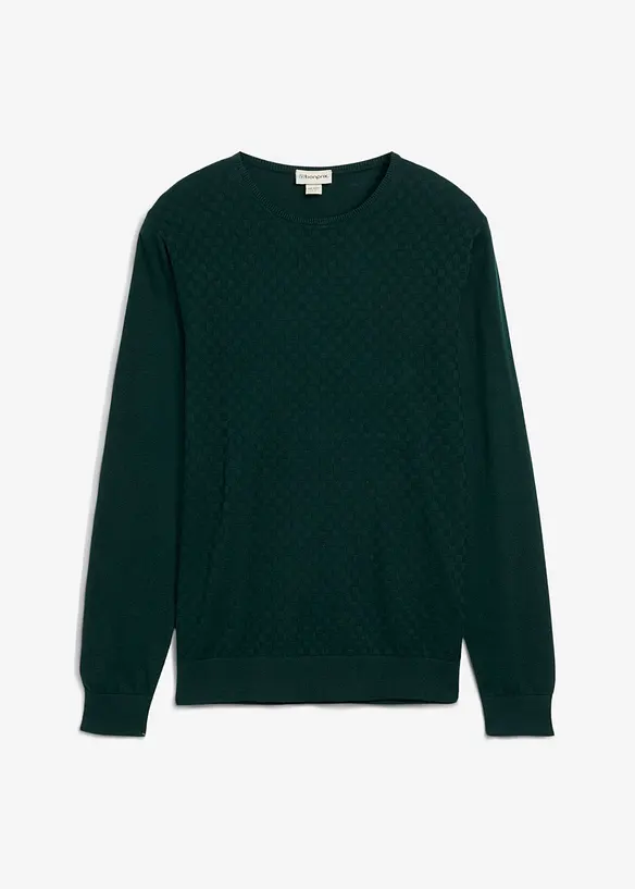 Finstrikket genser med uts&oslash;kt merinoull, bonprix