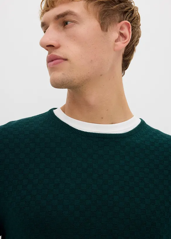 Finstrikket genser med uts&oslash;kt merinoull, bonprix