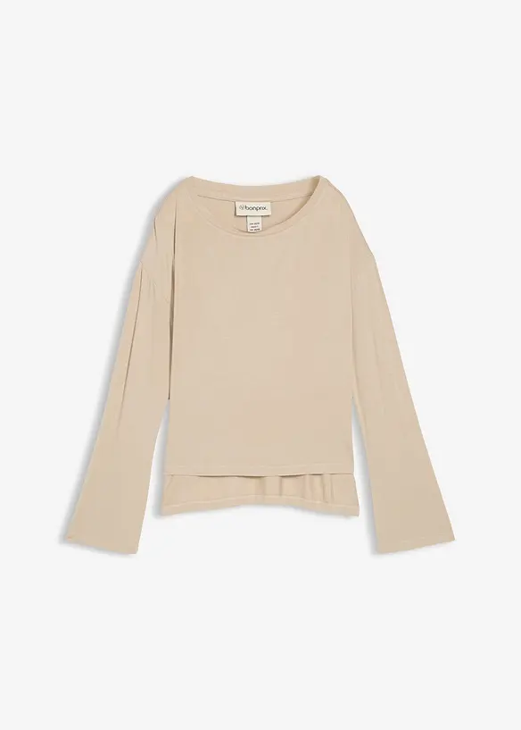 Oversized topp i lett viskose-/elastanmiks, bonprix