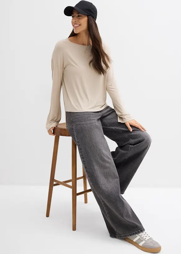 Oversized topp i lett viskose-/elastanmiks, bonprix