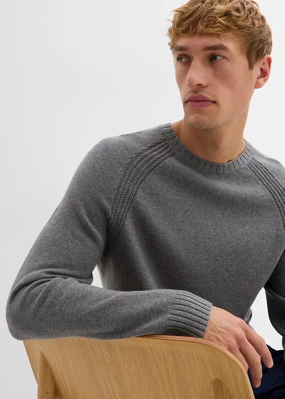 Finstrikket genser i resirkulerbar bomull, bonprix