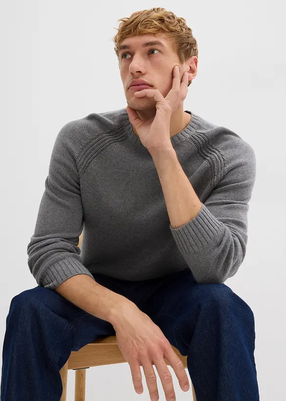 Finstrikket genser i resirkulerbar bomull, bonprix