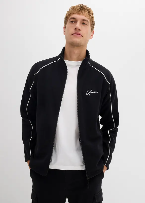 Varm fleecejakke med sporty detaljer, bonprix