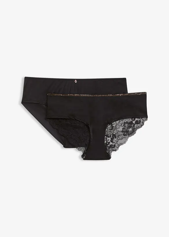Hipstertruse med blonder (2-pack), bonprix