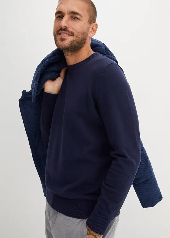 Finstrikket genser i myk bomullsmiks, bonprix