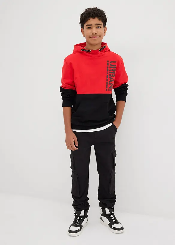Sweatshirt med hette av økologisk bomull, bonprix