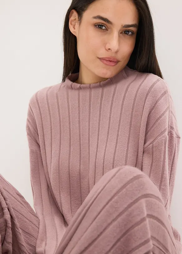 Loungewear-kosedress i mykt ribbemateriale, oversized, bonprix