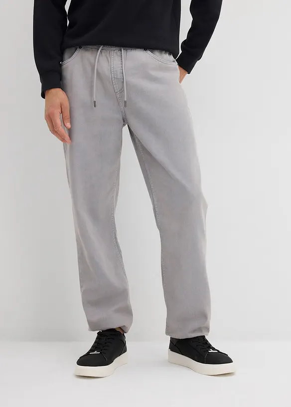 Relaxed Fit-pull on-bukse i 100% bomullstwill,  Tapered, bonprix