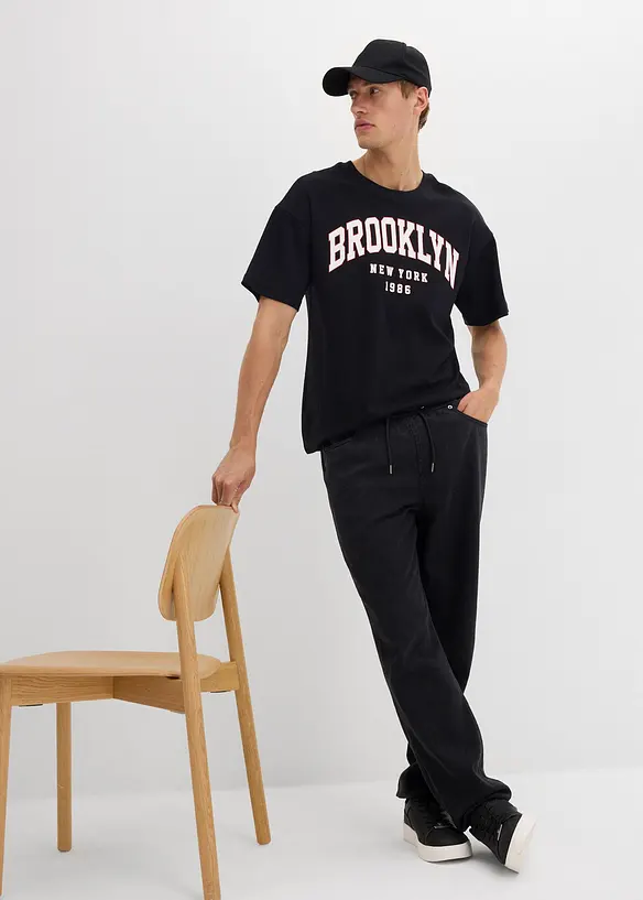 Relaxed Fit-pull on-bukse i 100% bomullstwill,  Tapered, bonprix