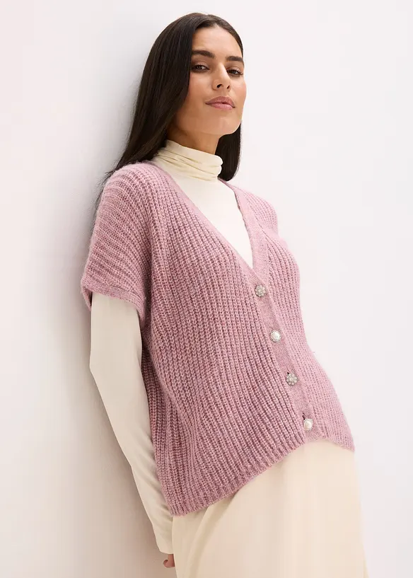 Strikkevest med dekorative knapper og ullandel, bonprix