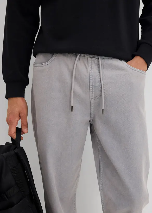 Relaxed Fit-pull on-bukse i 100% bomullstwill,  Tapered, bonprix