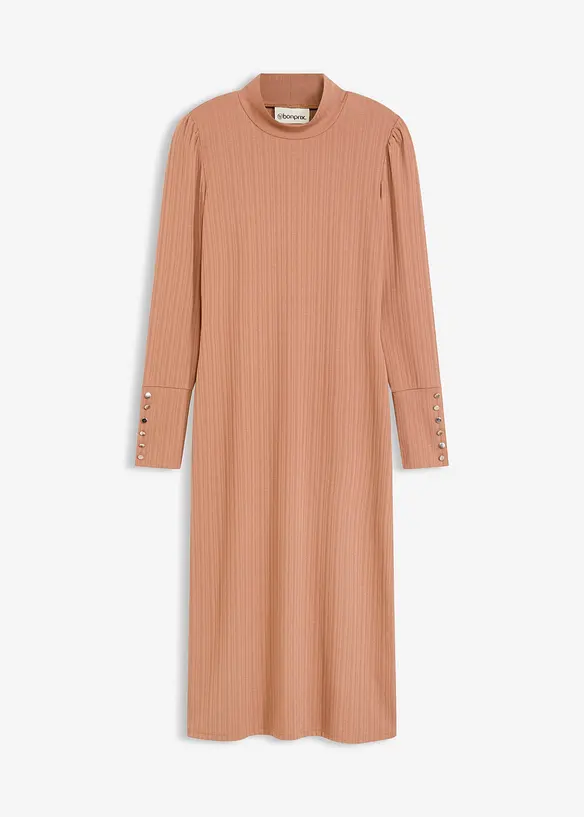 Ribbet jerseykjole i viskosemiks, bonprix