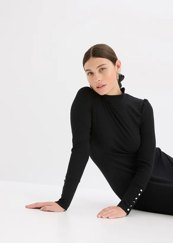 Ribbet jerseykjole i viskosemiks, bonprix